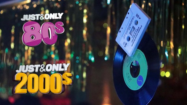 2B Events Party Just & Only, 80er, 2000er, Schallplatte, Kassette, Logos