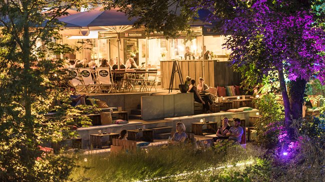 US-MEX Terraza Frauenfeld Strandbar Abendstimmung Lichter